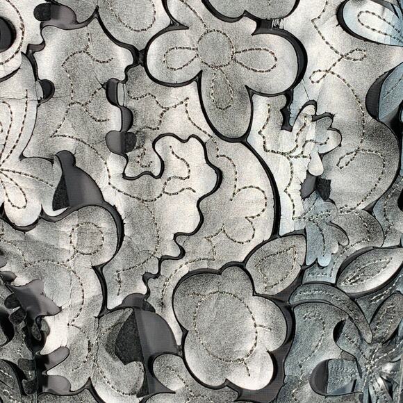 MARC JACOBS Size 0 Silver Grey Leather Floral Cut Out Sleeveless Dress Top - Picture 2 of 12